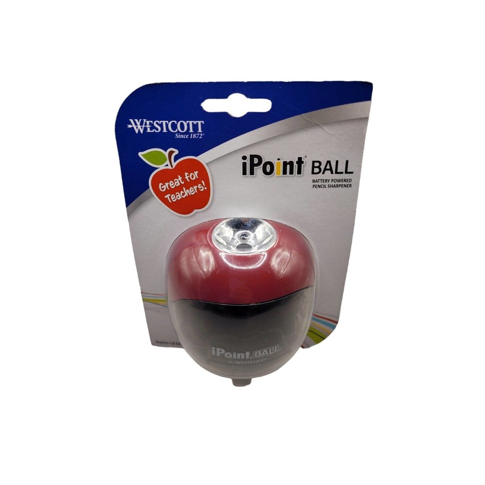 Westcott iPoint Ball Battery Pencil Sharpener, Red/Black (15570) Teacher's Gift